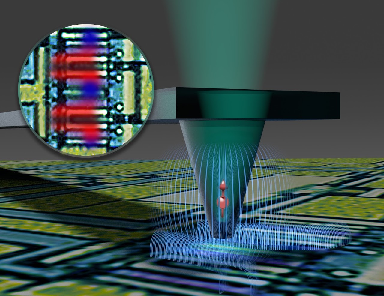 Quantum-sensor inspection of a semiconductor chip with current-distribution map